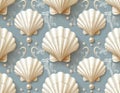 Elegant Seashell Pattern with Pearls on a Decorative Background Royalty Free Stock Photo