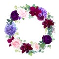 Elegant seasonal dark flowers vector design wedding frame Royalty Free Stock Photo