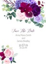 Elegant seasonal dark flowers vector design wedding frame Royalty Free Stock Photo