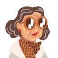 Elegant Senior Woman, Beautiful Old Lady Character Wearing Trendy Clothes Vector Illustration