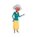 elegant senior woman with negative emotion push lift button cartoon vector