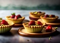 Ai Generative Elegant Set of Decadent Strawberry Custard Tartlets and Cakes for Dessert Royalty Free Stock Photo