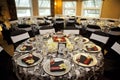 Elegant setup for catered dinner Royalty Free Stock Photo