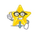 An elegant shiny star Businessman mascot design wearing glasses and tie