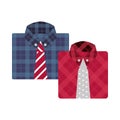 Elegant shirts with neckties isolated icons