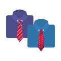 Elegant shirts with neckties isolated icons