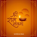 elegant shri ram navami festive background with glowing diya