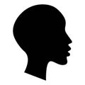 Elegant silhouette of bald or short haired female head and face. White and black style. Royalty Free Stock Photo