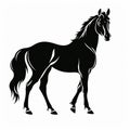 Elegant Silhouette Of A Black Horse - Vector Illustration