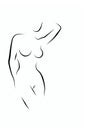 Elegant silhouette of nude slender girl. Stylized image of woman. Royalty Free Stock Photo