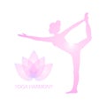 Elegant silhouette of woman practicing yoga asana, isolated on white background Royalty Free Stock Photo