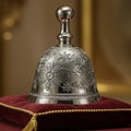Elegant Silver Bell with Intricate Floral Design Royalty Free Stock Photo