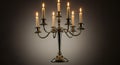 Elegant Silver Candelabrum with Lit Candles in Dim Lighting for Classic Interior Decor Royalty Free Stock Photo