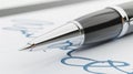 The Elegant Silver Fountain Pen.AI generated image Royalty Free Stock Photo