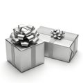 Elegant silver gift boxes with bow decorations Royalty Free Stock Photo