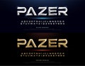 Elegant Silver And Gold 3D Metal Chrome Alphabet And Number Font. Typography gold color technology, digital, movie logo fonts