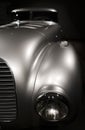 Elegant silver retro car at the exhibition of vintage cars Royalty Free Stock Photo