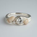 Elegant silver ring with seashells and starfish design Royalty Free Stock Photo