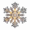 Elegant Silver Snowflake Ornament Decoration Isolated on White Background Royalty Free Stock Photo
