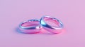 Elegant Silver Wedding Rings on Soft Pink Background Display Generated by AI Royalty Free Stock Photo