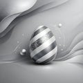 Elegant Silver And White Abstract Easter Egg With Flowing Minimal Background Design Royalty Free Stock Photo