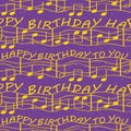 Elegant and simple birthday congratulations with musical notes. Seamless vector pattern in luxurious purple and gold