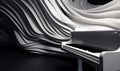 Elegant and sleek curved grand piano with wavy keyboard design Creating using generative AI tools