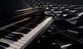 Elegant and sleek curved grand piano with wavy keyboard design Creating using generative AI tools