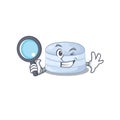 Elegant and Smart blueberry macaron Detective cartoon design concept