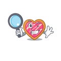 Elegant and Smart cookie heart Detective cartoon design concept