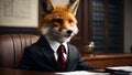 Elegant smart looking fox in business suit in legal firm office