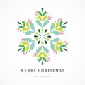 Elegant snowflake poster, winter icon, Merry Christmas greeting card