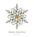 Elegant snowflake poster, winter icon, Merry Christmas greeting card