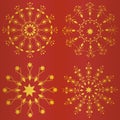 Elegant snowflakes Christmas design on vibrant red and gold foil background. Seamless vector pattern. For textiles Royalty Free Stock Photo