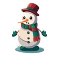 Elegant Snowman with red Hat and Scarf Vector Art