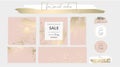 Elegant social media trendy chic gold pink blush banner templates