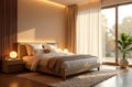 Elegant solarium bedroom with natural light and modern design elements Royalty Free Stock Photo