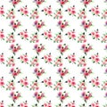 Elegant sophisticated lovely floral colorful spring summer pink and red roses with green leaves bouquets diagonal pattern watercol