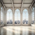 elegant and spacious Gothic interior showcases the grandeur of a historic cathedral, featuring high ceilings, majestic arches