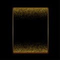 Luxury falling gold glitter border black paper card background