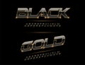 Elegant Sport Black, Silver and Golden Metal Chrome Alphabet Font. Typography modern style gold font for technology, digital,