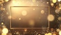 Elegant Square Frame With Golden Curves Featuring Bokeh Decoration And Glitter Light Effect