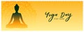elegant 21st june yoga day celebration banner with meditation posture