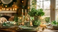 Elegant St Patricks Day Table Setting With Shamrocks Royalty Free Stock Photo
