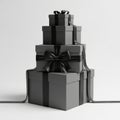 Elegant stack of gift boxes with black ribbons Royalty Free Stock Photo