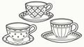 Elegant stack of patterned teacups and saucers, vector design Generative AI Royalty Free Stock Photo