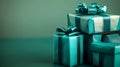 Teal Gift Boxes Stacked Holiday Presents Good Resolution Stock Photo Royalty Free Stock Photo