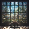 Elegant Stained Glass Window with Seating