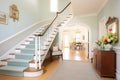 elegant staircase in a spacious colonial entryway Royalty Free Stock Photo