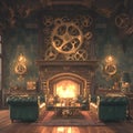 Elegant Steampunk Living Room - The Ultimate Fusion of Style & Technology